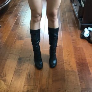 BCBG Girls mid calf slouchy black leather boot